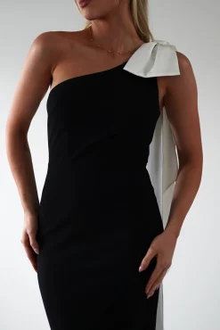 Discount Camella Bodycon Bow Detail Midi Dress | Black Mittellange Kleider|Midi-kleider