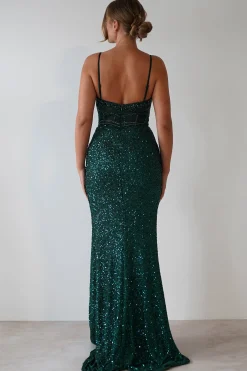 Clearance Candyce Sequin Mermaid Gown | Emerald Green Sommerkleider|Sommerkleider