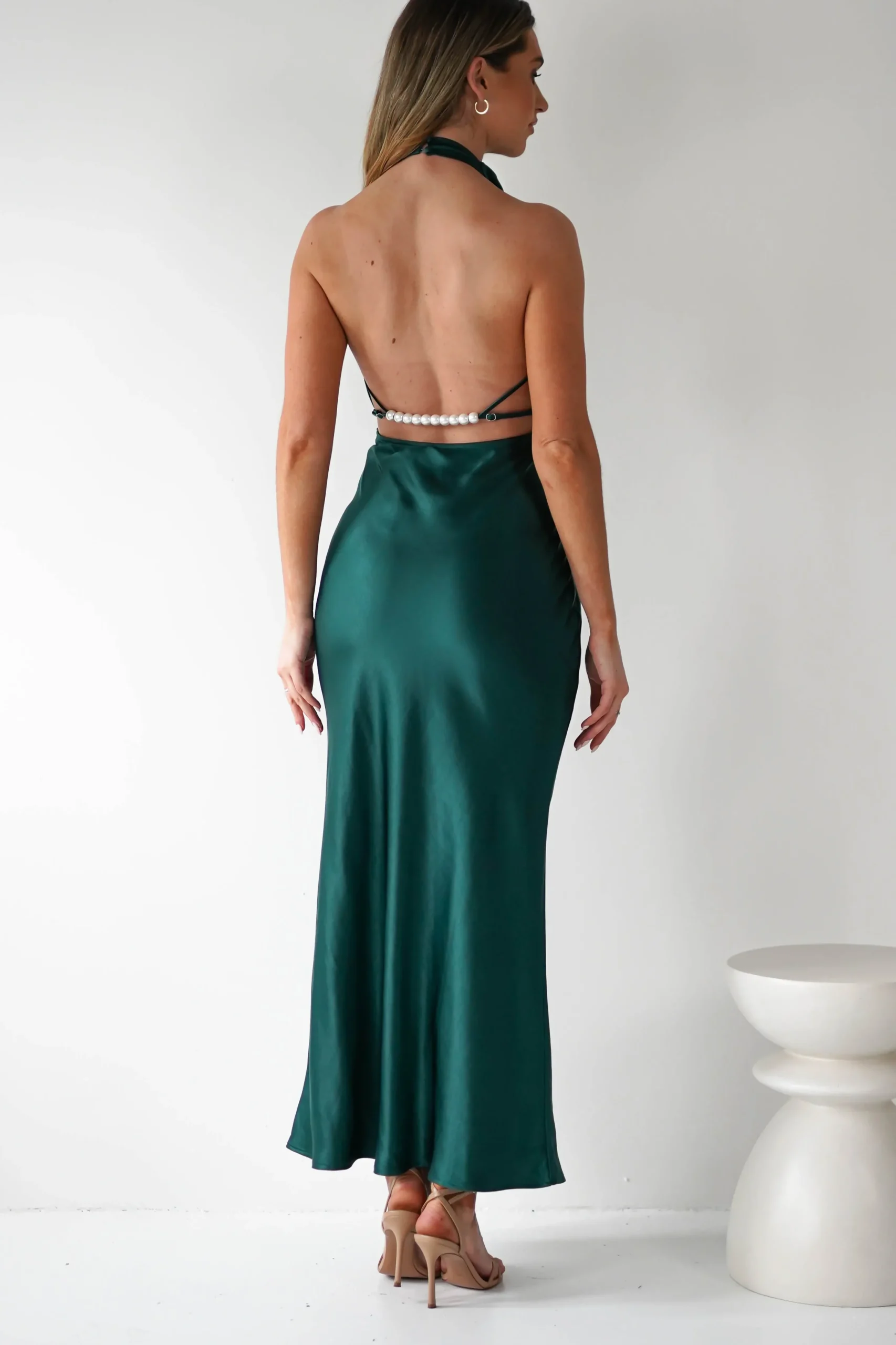 Fashion Capriana Pearl Back Maxi Dress | Emerald Lange Kleider|Maxikleider
