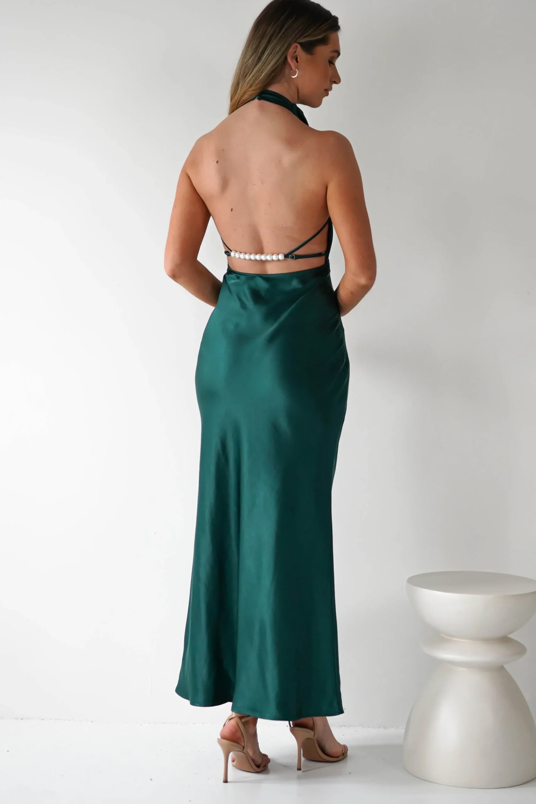 Fashion Capriana Pearl Back Maxi Dress | Emerald Lange Kleider|Maxikleider