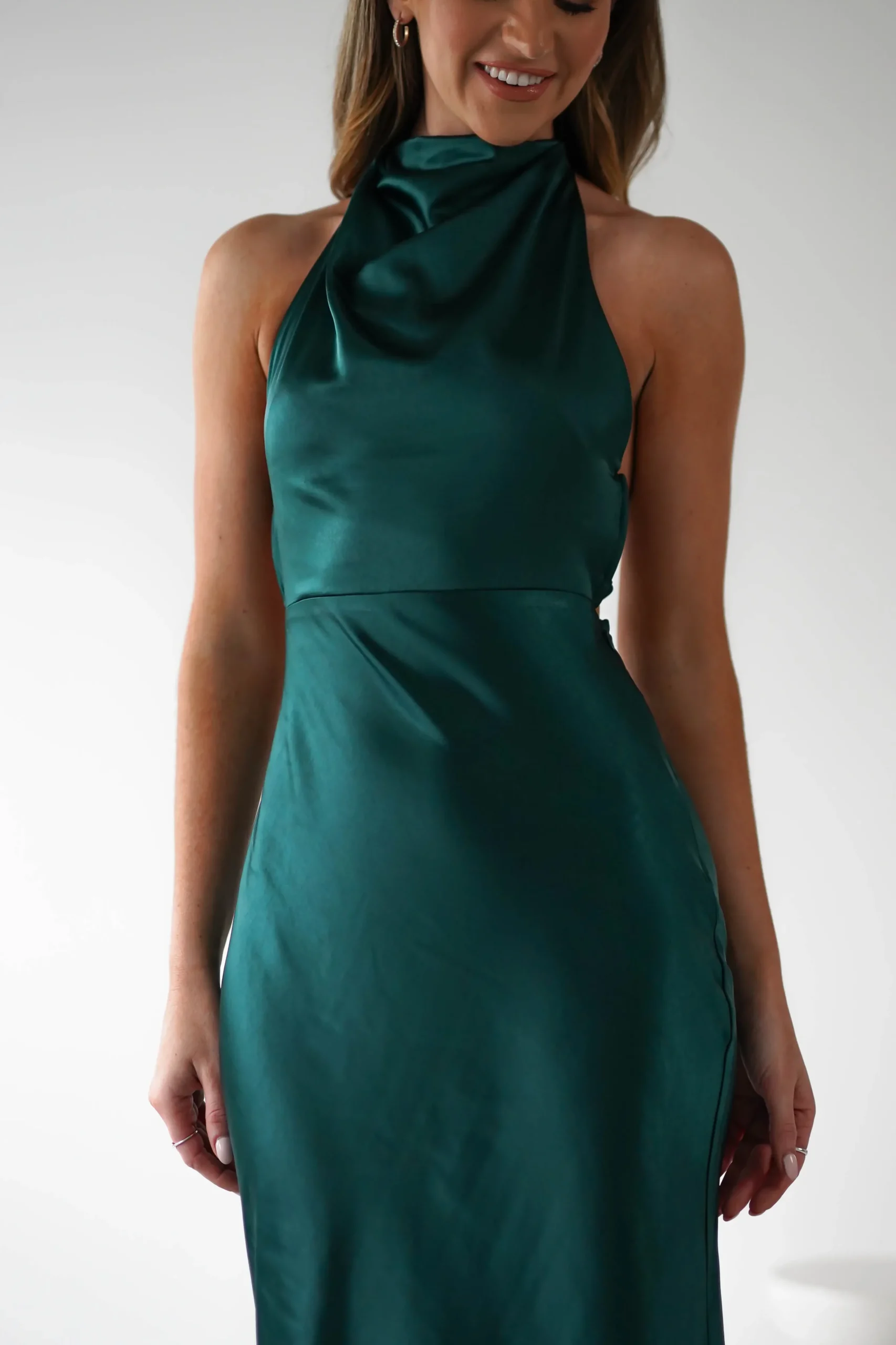 Fashion Capriana Pearl Back Maxi Dress | Emerald Lange Kleider|Maxikleider