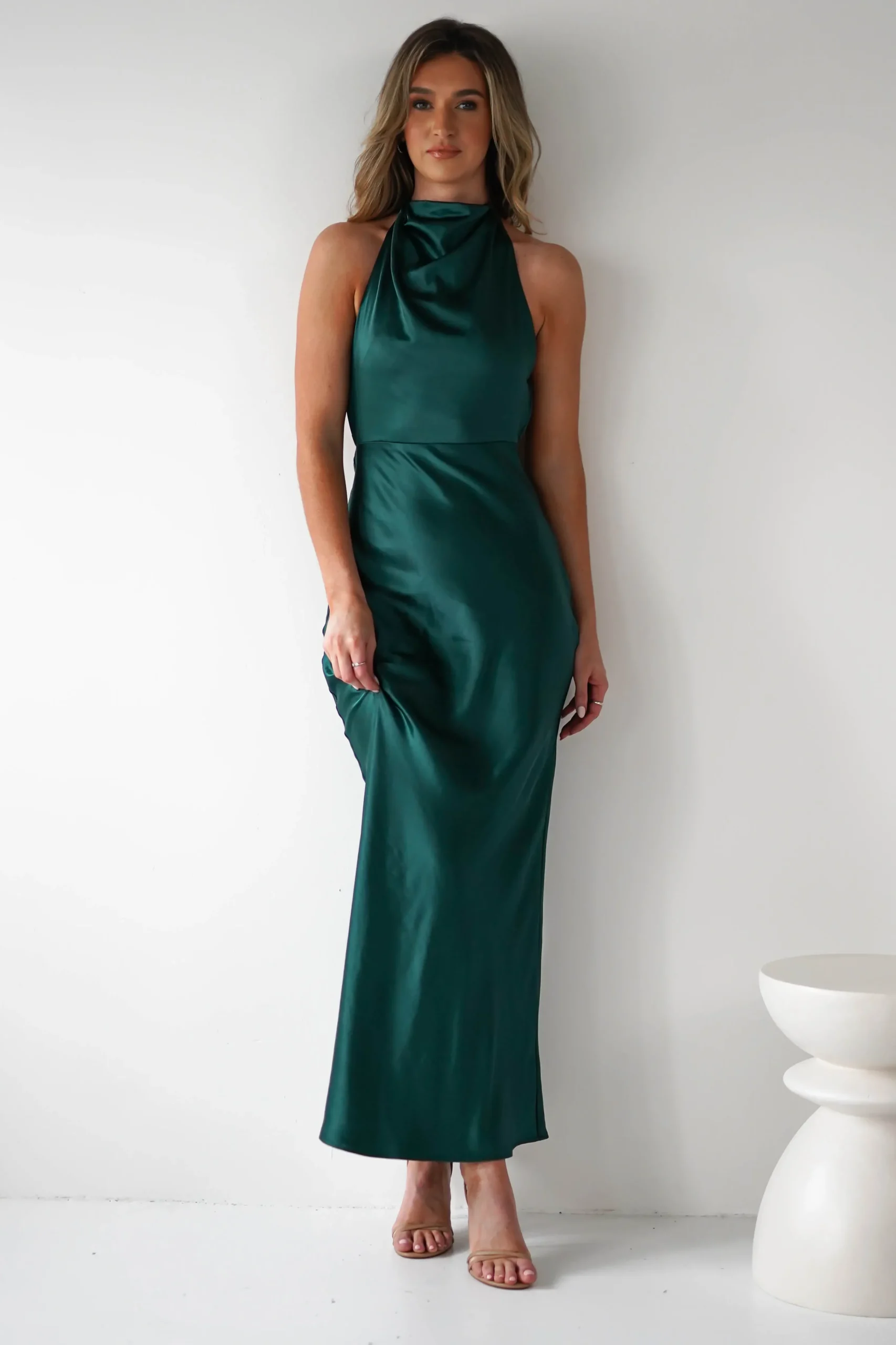 Fashion Capriana Pearl Back Maxi Dress | Emerald Lange Kleider|Maxikleider