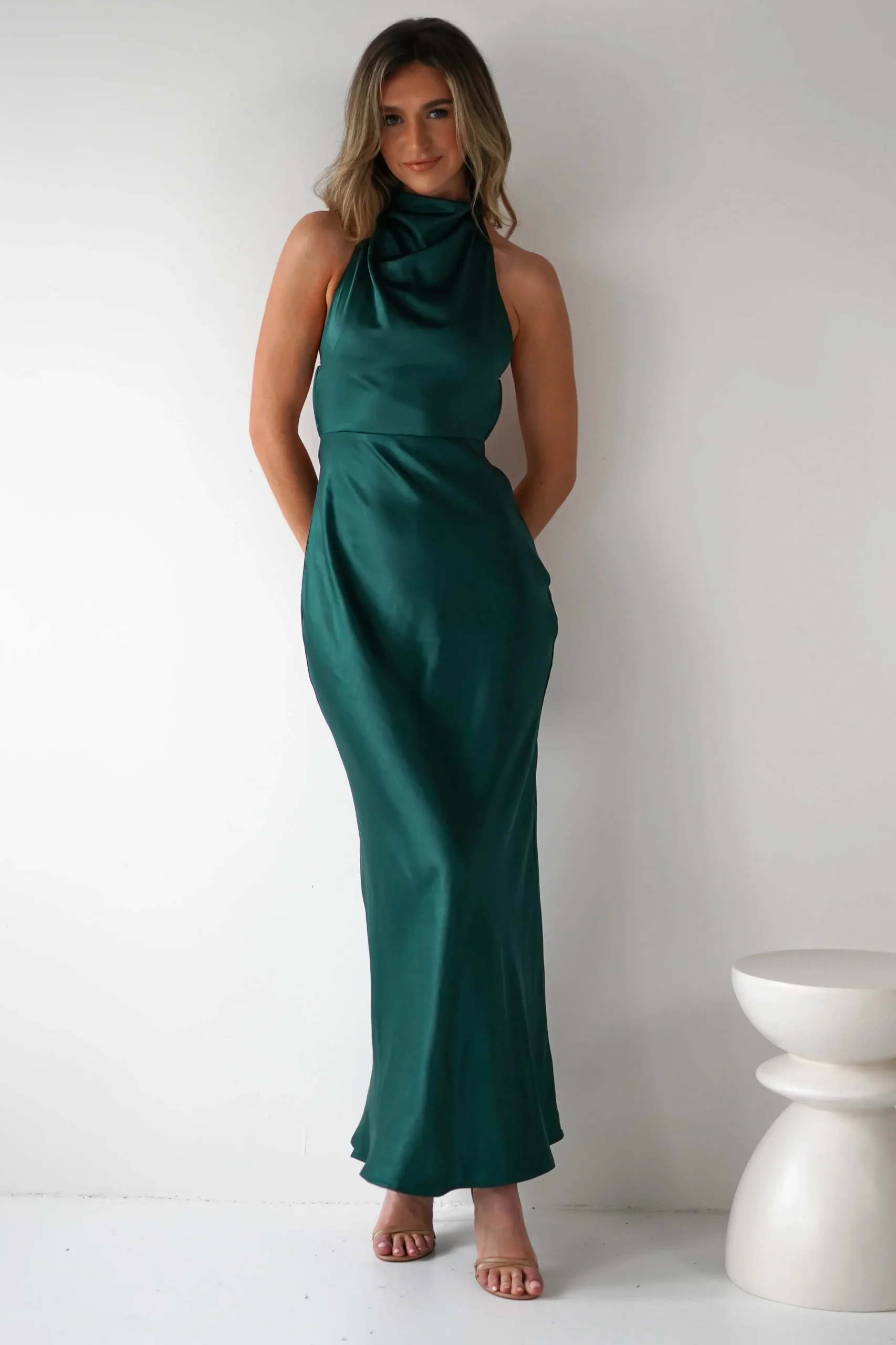 Fashion Capriana Pearl Back Maxi Dress | Emerald Lange Kleider|Maxikleider