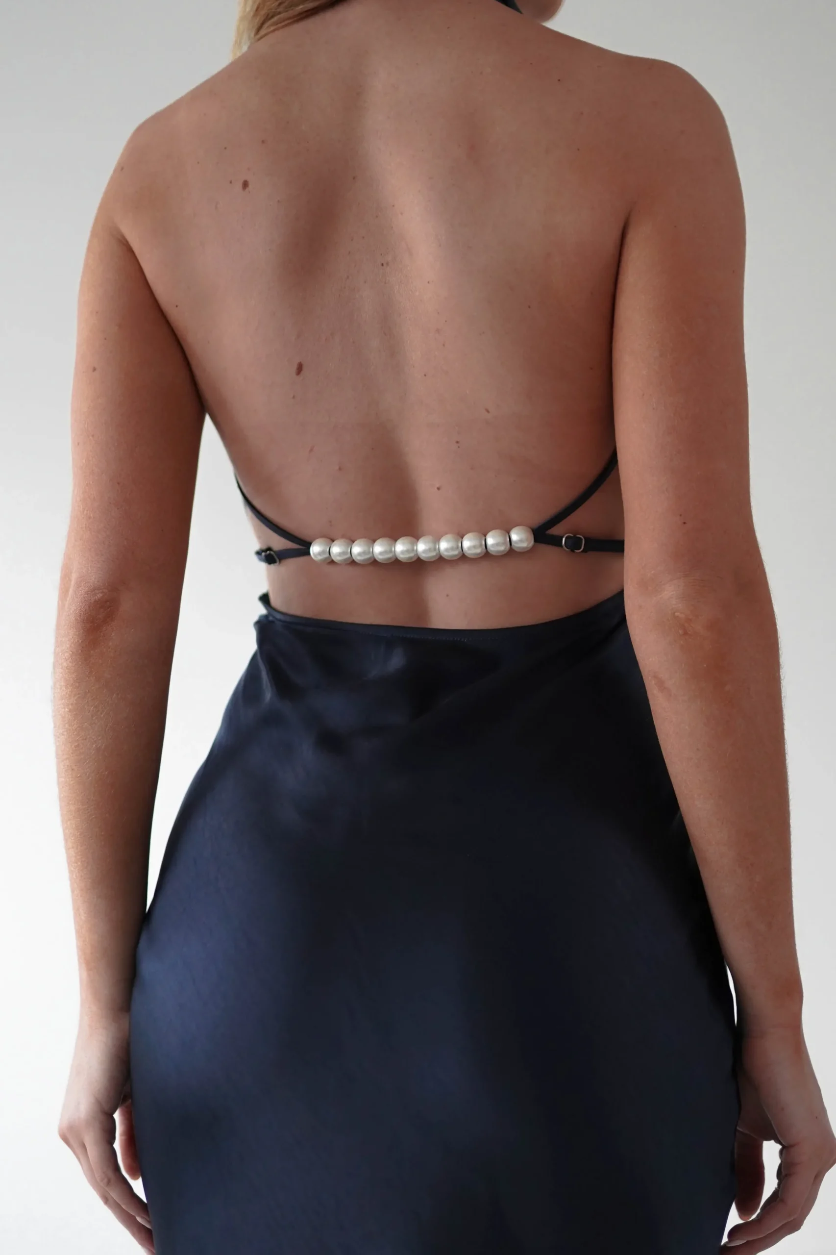 Clearance Capriana Pearl Back Maxi Dress | Navy Lange Kleider|Maxikleider