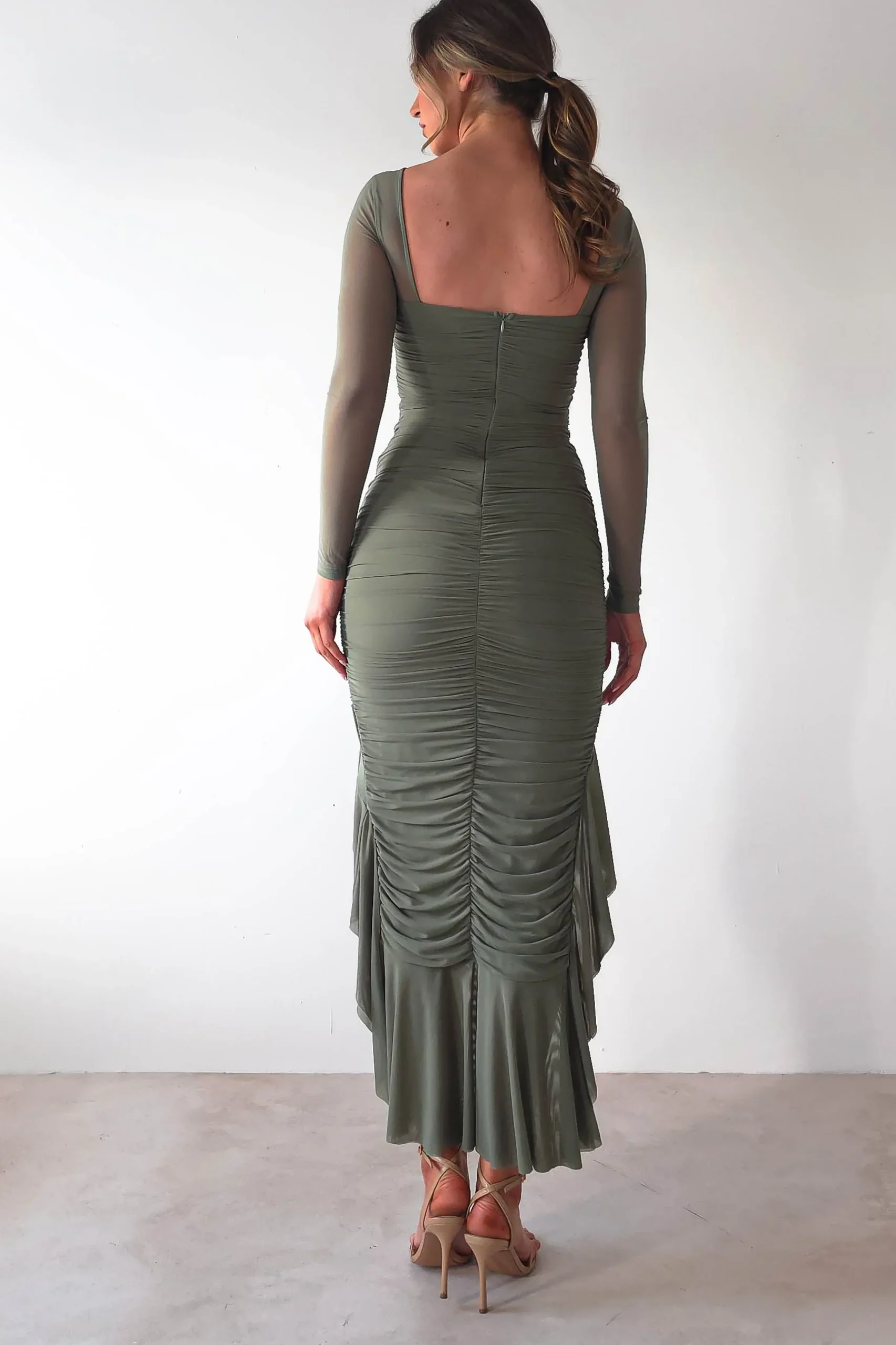 Best Carlson Mesh Midaxi Dress | Olive Lange Kleider|Maxikleider