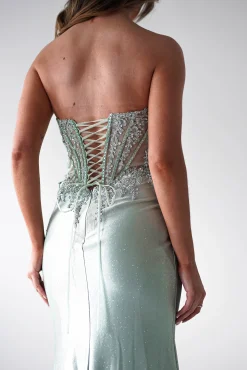 Outlet Caspian Embellished Bodycon Gown | Light Green Sommerkleider|Sommerkleider