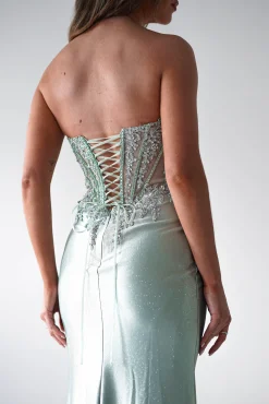 Outlet Caspian Embellished Bodycon Gown | Light Green Sommerkleider|Sommerkleider