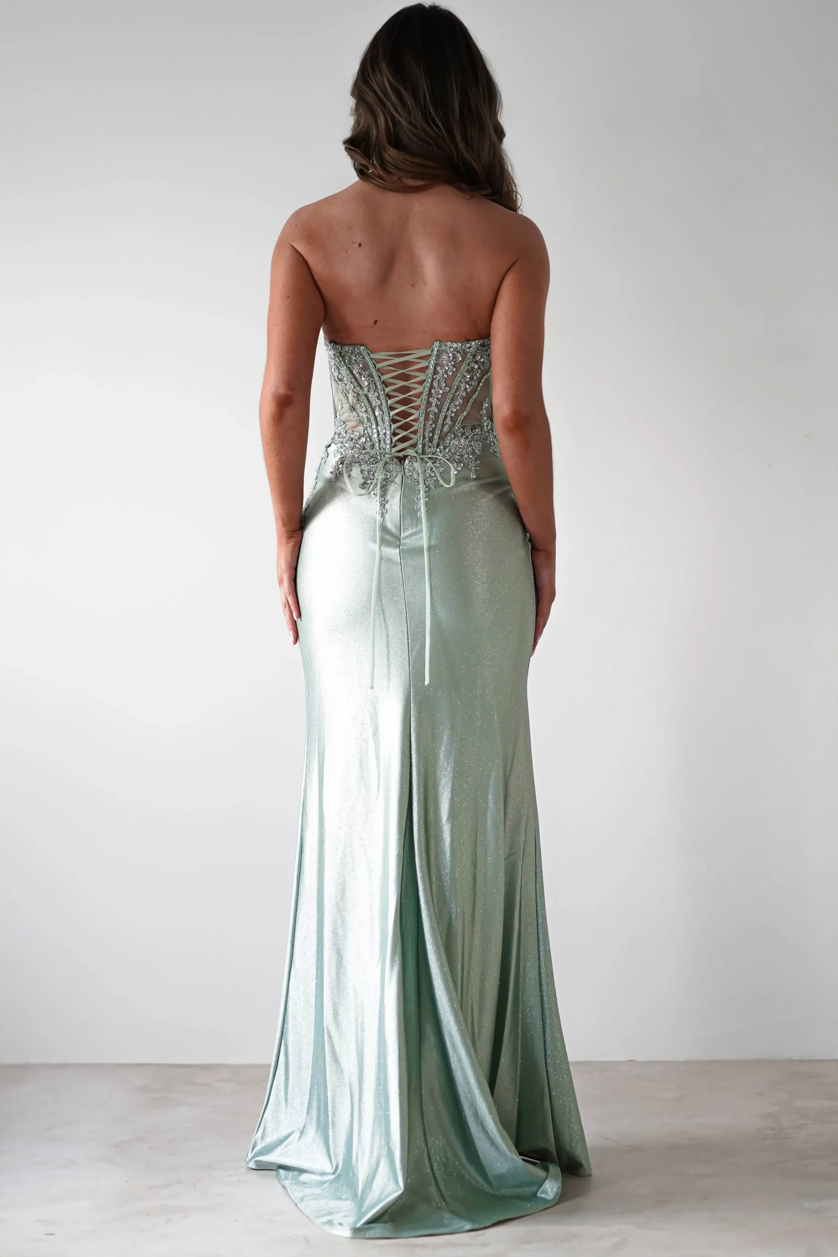 Outlet Caspian Embellished Bodycon Gown | Light Green Sommerkleider|Sommerkleider