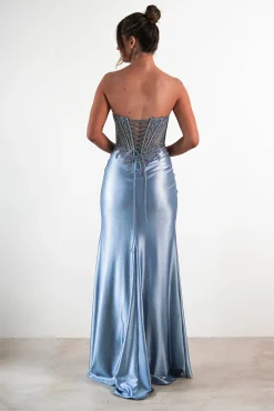 Best Caspian Embellished Bodycon Gown | Dusty Blue Sommerkleider|Sommerkleider