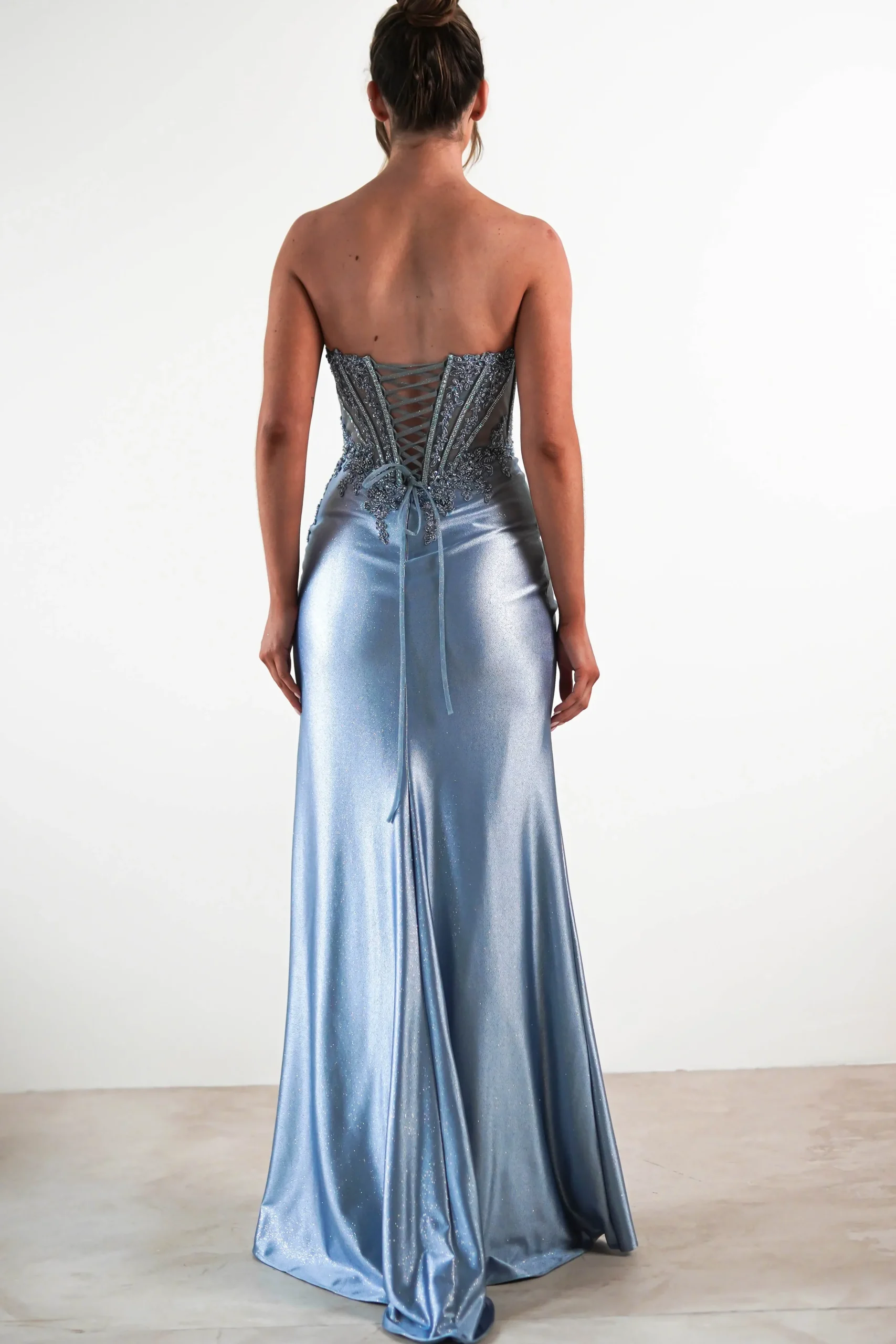 Best Caspian Embellished Bodycon Gown | Dusty Blue Sommerkleider|Sommerkleider