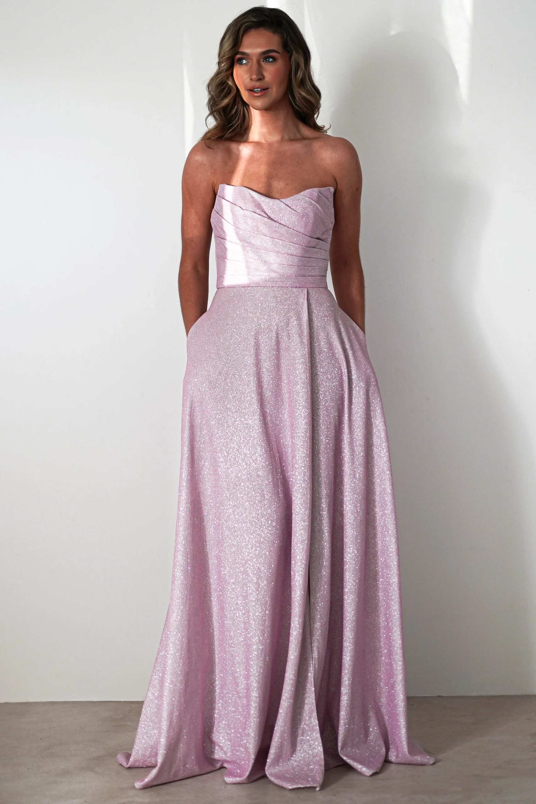 Fashion Cassia Strapless Glitter Aline Gown | Pink Sommerkleider|Sommerkleider