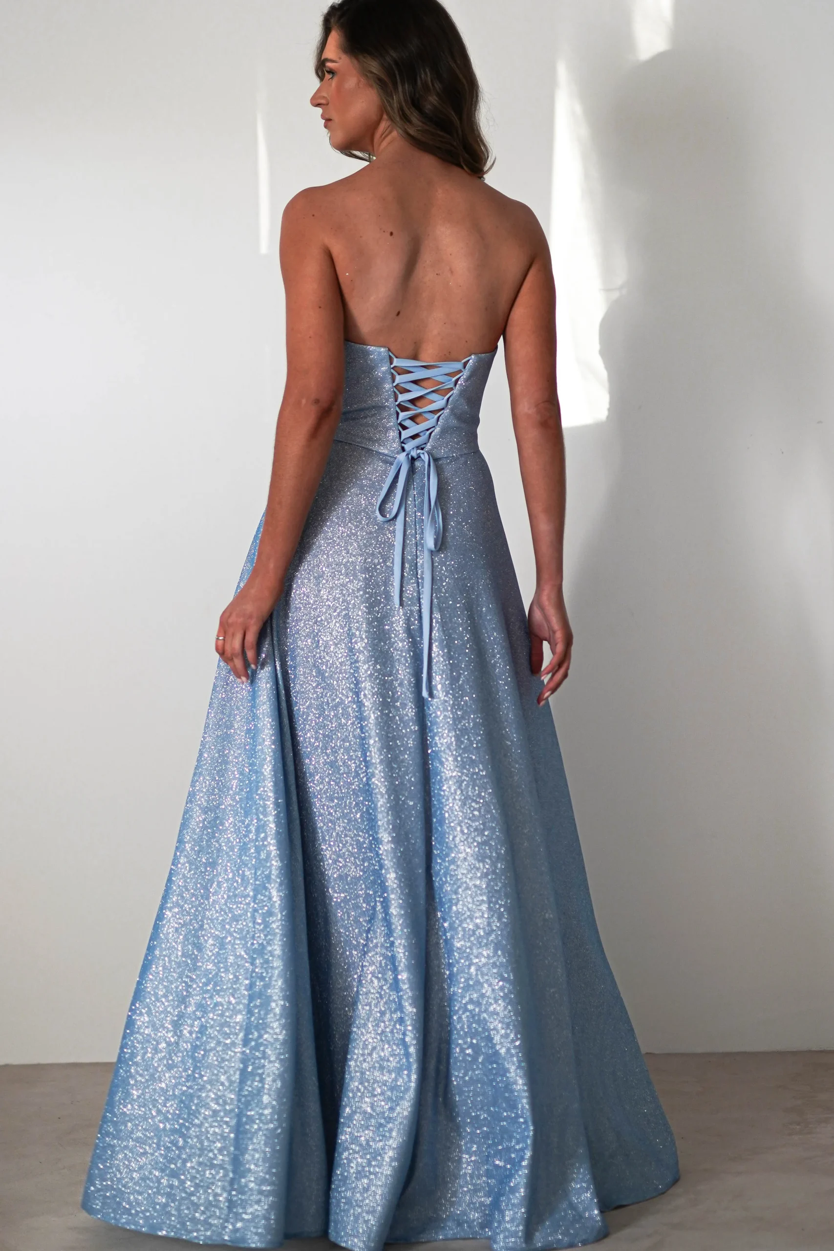 Clearance Cassia Strapless Glitter Aline Gown | Blue Sommerkleider|Sommerkleider
