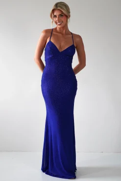 Sale Cataleya Rhinestone Bodycon Gown | Royal Blue Sommerkleider|Sommerkleider