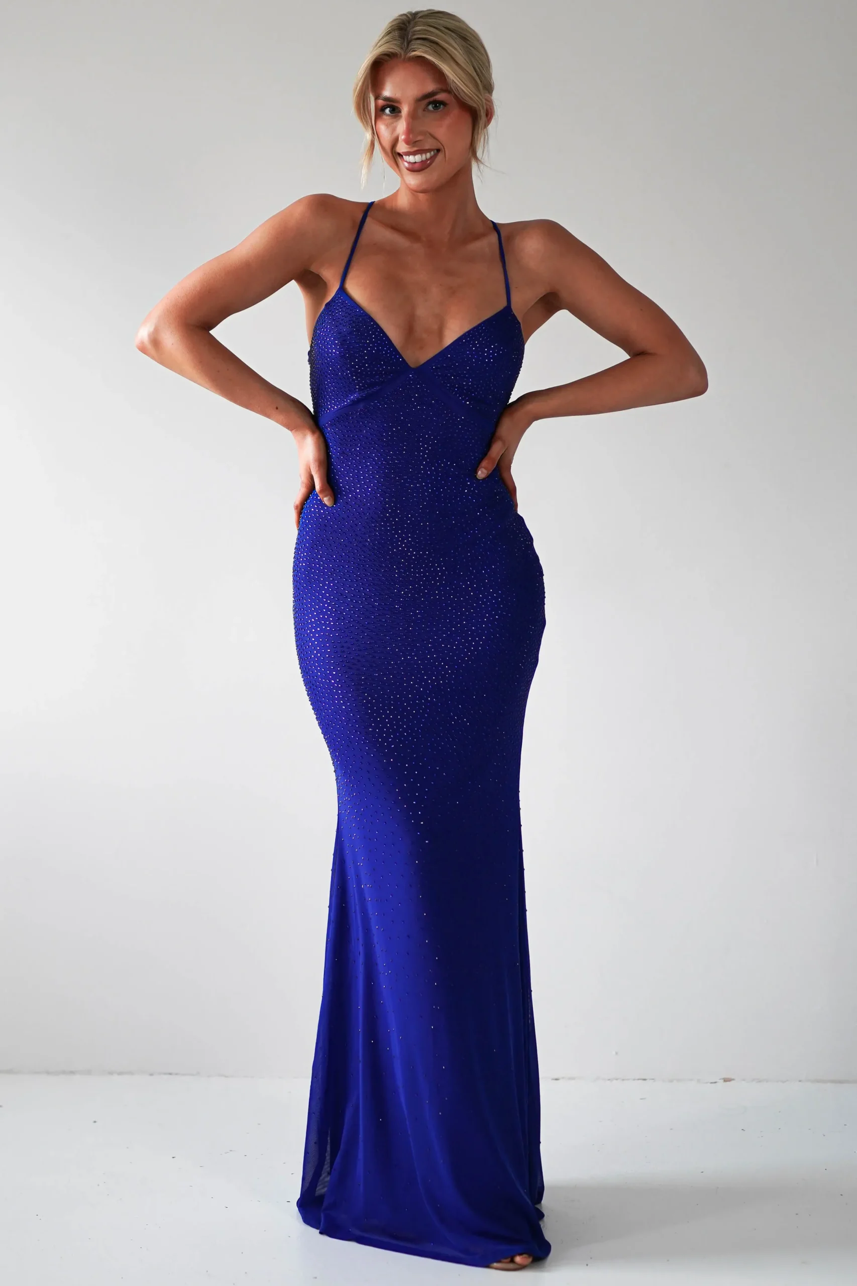 Sale Cataleya Rhinestone Bodycon Gown | Royal Blue Sommerkleider|Sommerkleider