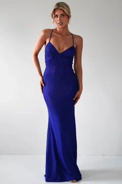 Sale Cataleya Rhinestone Bodycon Gown | Royal Blue Sommerkleider|Sommerkleider