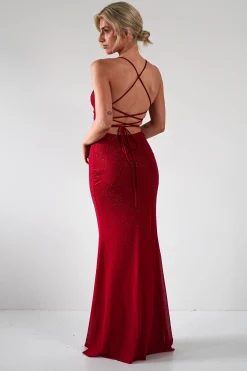 Sale Cataleya Rhinestone Bodycon Gown | Red Sommerkleider|Sommerkleider