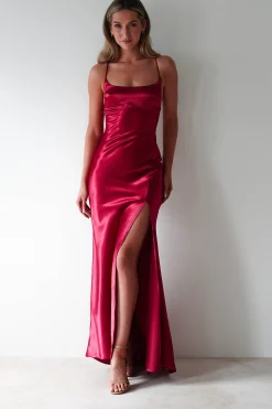 Outlet Celinee Satin Maxi Gown | Red Lange Kleider|Maxikleider