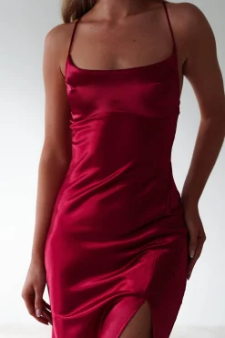 Outlet Celinee Satin Maxi Gown | Red Lange Kleider|Maxikleider