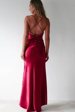 Outlet Celinee Satin Maxi Gown | Red Lange Kleider|Maxikleider