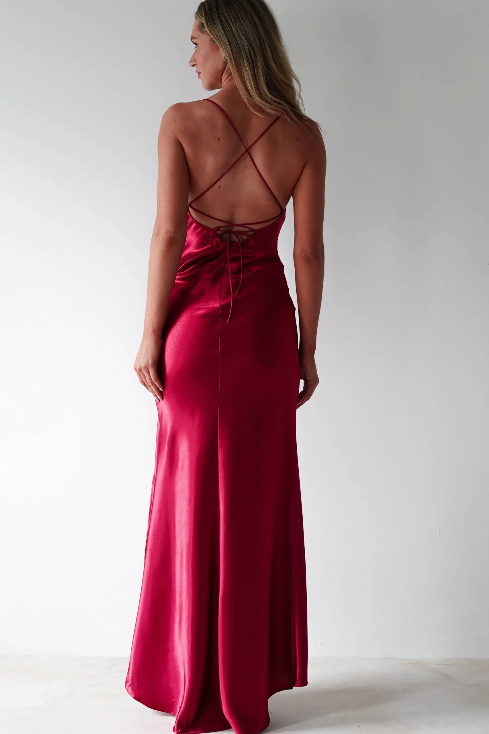 Outlet Celinee Satin Maxi Gown | Red Lange Kleider|Maxikleider