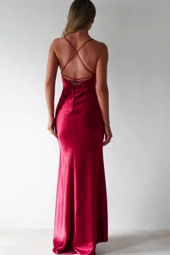 Outlet Celinee Satin Maxi Gown | Red Lange Kleider|Maxikleider
