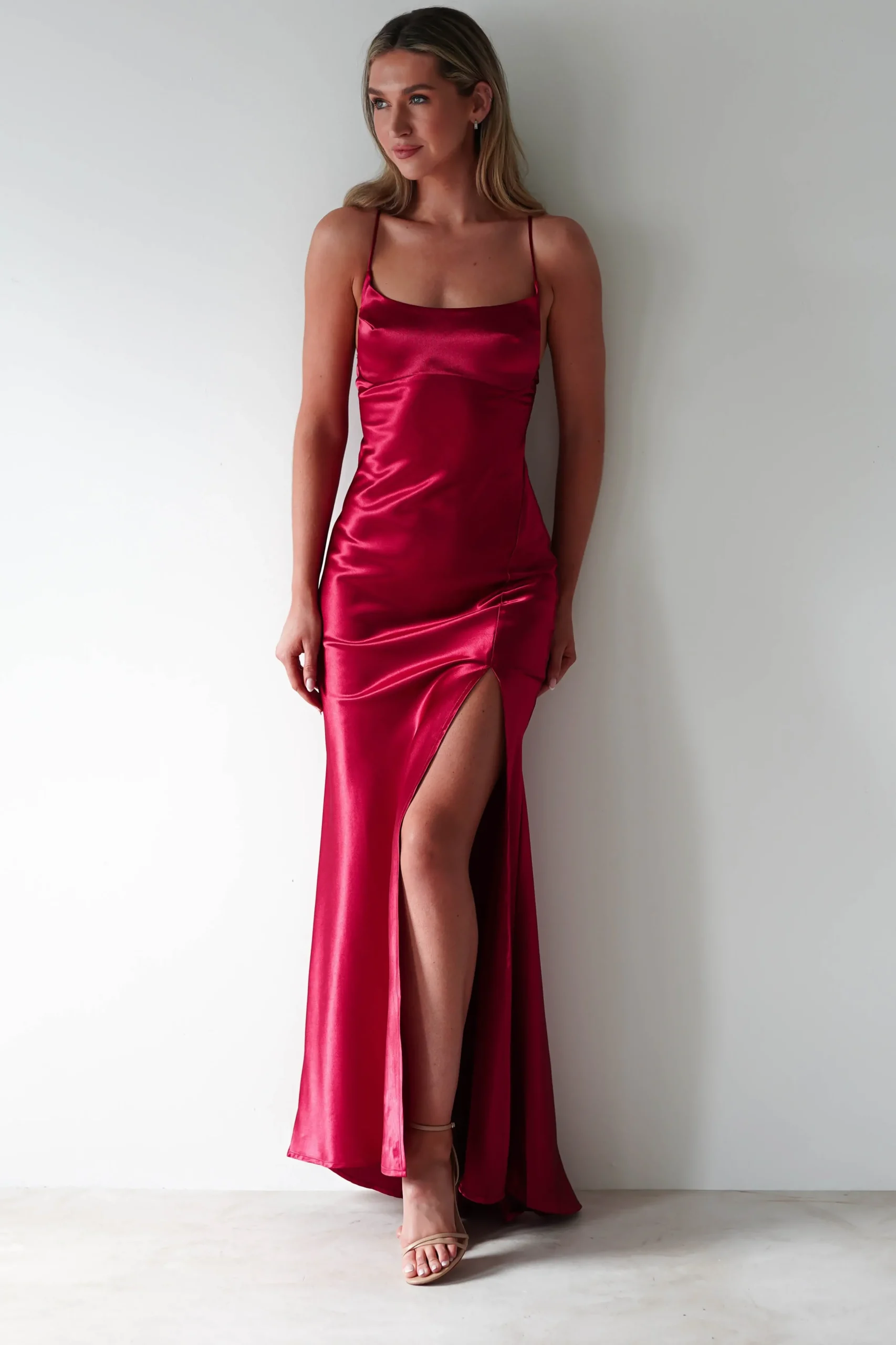 Outlet Celinee Satin Maxi Gown | Red Lange Kleider|Maxikleider