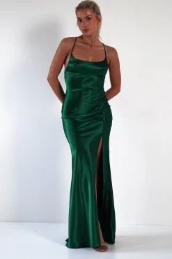 Online Celinee Satin Maxi Gown | Emerald Green Lange Kleider|Maxikleider