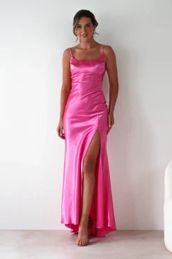 Best Celinee Satin Maxi Gown | Hot Pink Lange Kleider|Maxikleider
