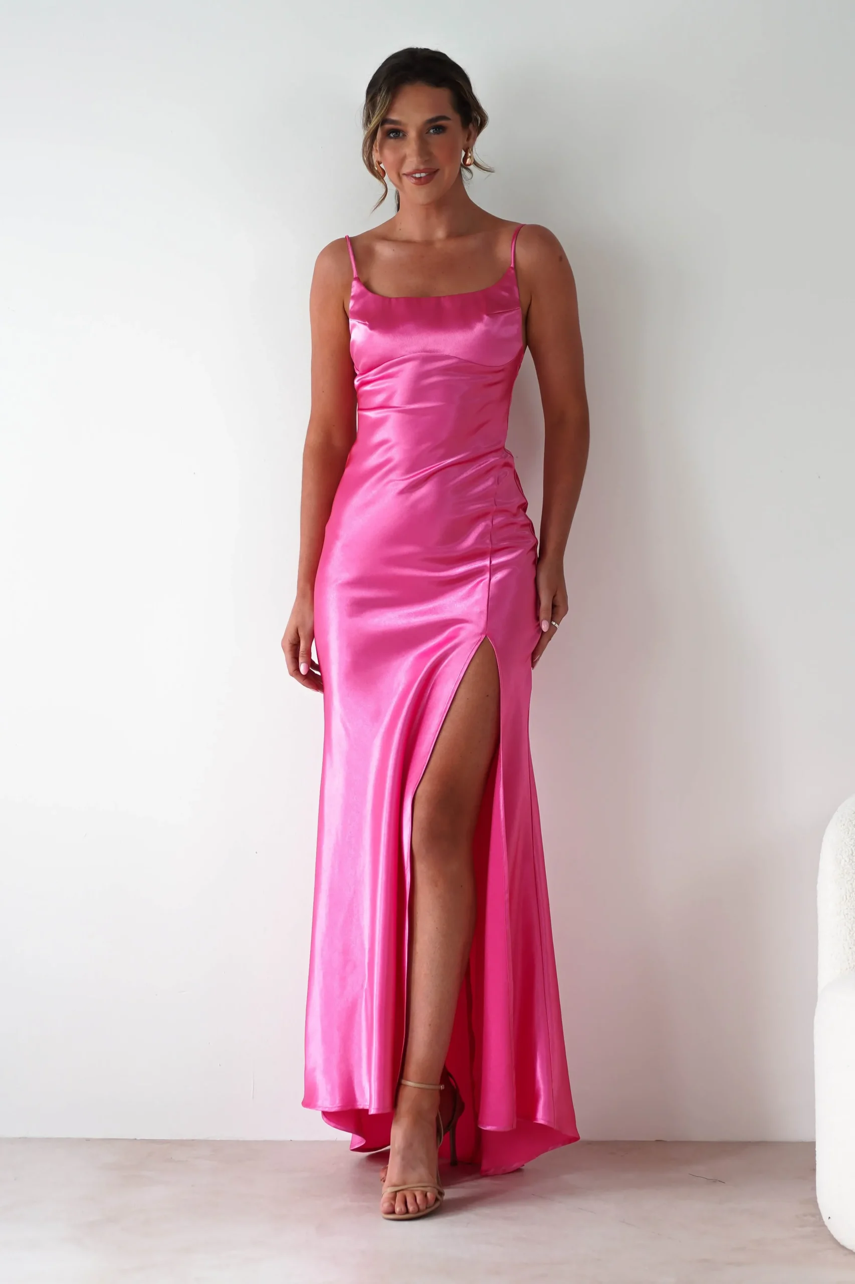 Best Celinee Satin Maxi Gown | Hot Pink Lange Kleider|Maxikleider