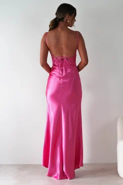 Best Celinee Satin Maxi Gown | Hot Pink Lange Kleider|Maxikleider
