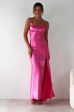 Best Celinee Satin Maxi Gown | Hot Pink Lange Kleider|Maxikleider