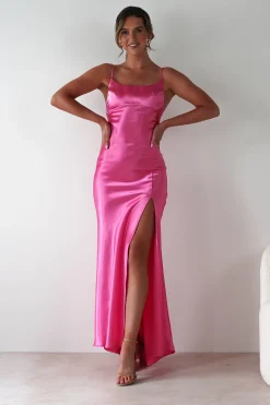 Best Celinee Satin Maxi Gown | Hot Pink Lange Kleider|Maxikleider