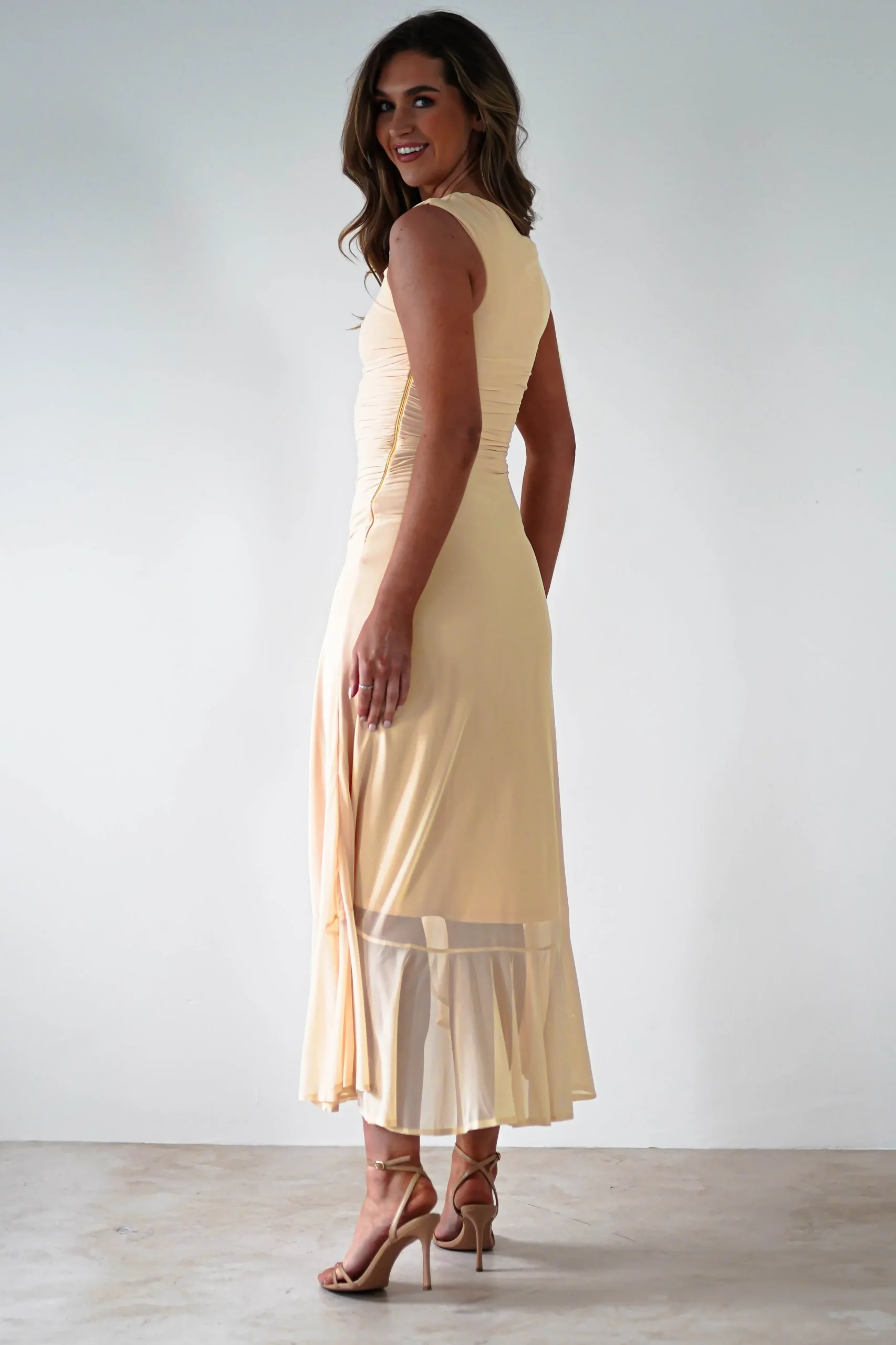Best Cellinna Mesh Maxi Dress | Butter Cream Lange Kleider|Maxikleider