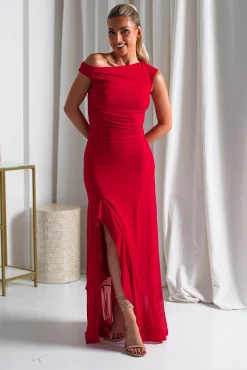 Online Cellinna Mesh Maxi Dress | Red Lange Kleider|Maxikleider