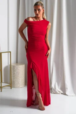 Online Cellinna Mesh Maxi Dress | Red Lange Kleider|Maxikleider