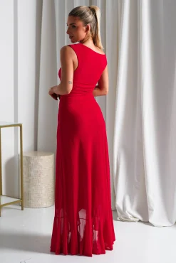 Online Cellinna Mesh Maxi Dress | Red Lange Kleider|Maxikleider