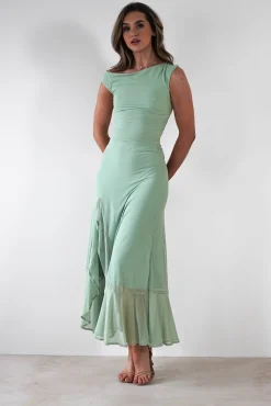 Discount Cellinna Mesh Maxi Dress | Light Green Lange Kleider|Maxikleider