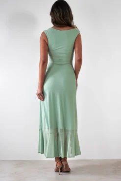 Discount Cellinna Mesh Maxi Dress | Light Green Lange Kleider|Maxikleider