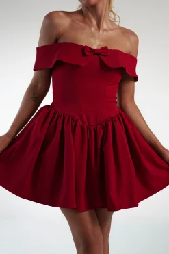 Sale Charlotte Corset Bow Mini Dress | Dark Red Kleider In Minilänge|Minikleider