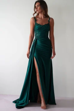 Clearance Cindy Pleated Bodice Gown | Emerald Green Kleider Für Besondere Anlässe|Ballkleider
