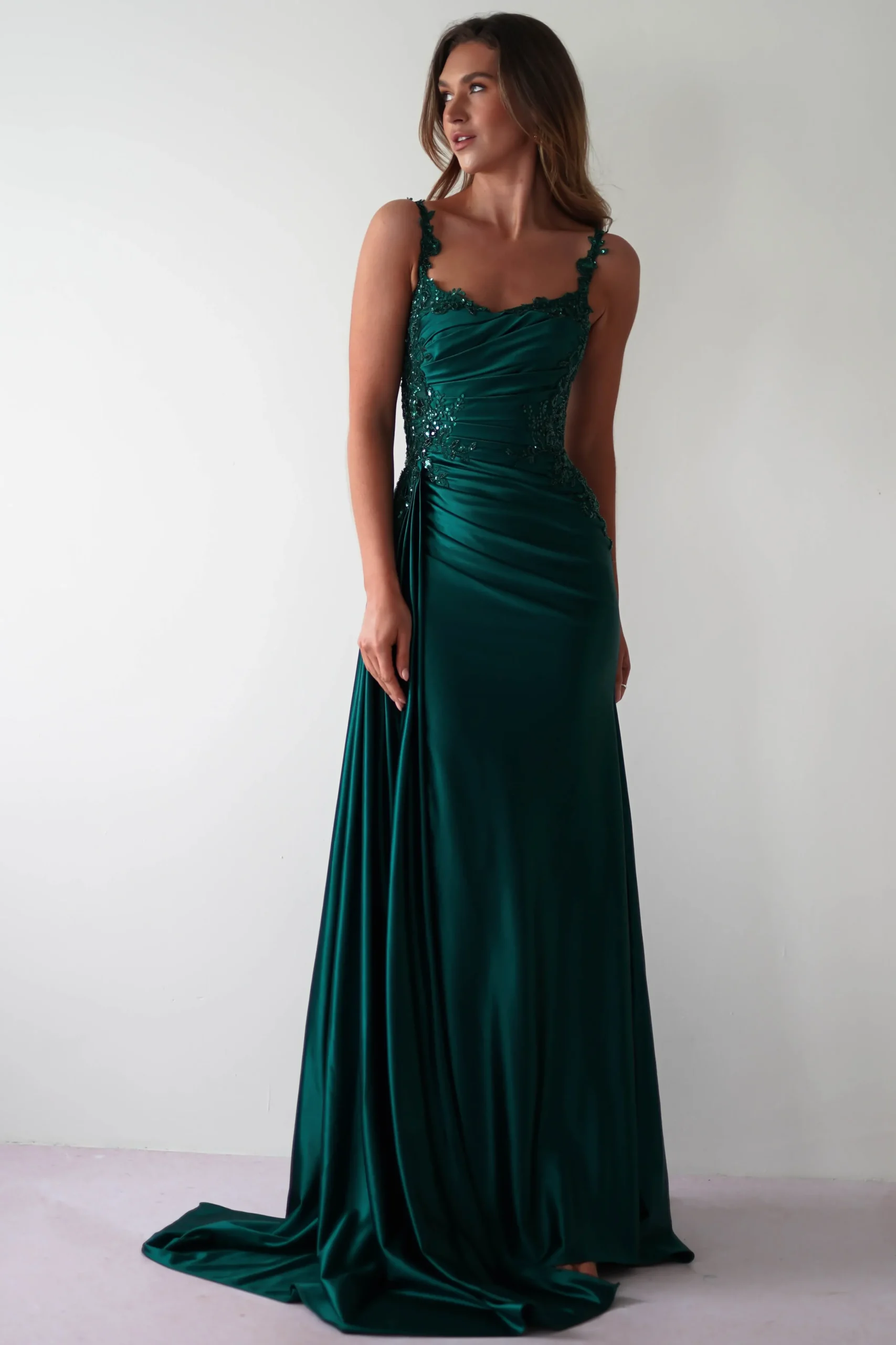 Clearance Cindy Pleated Bodice Gown | Emerald Green Kleider Für Besondere Anlässe|Ballkleider