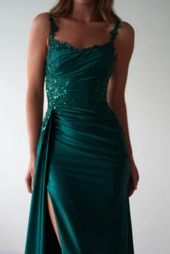 Clearance Cindy Pleated Bodice Gown | Emerald Green Kleider Für Besondere Anlässe|Ballkleider