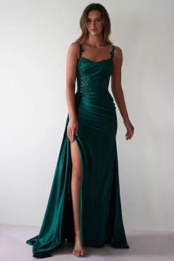 Clearance Cindy Pleated Bodice Gown | Emerald Green Kleider Für Besondere Anlässe|Ballkleider