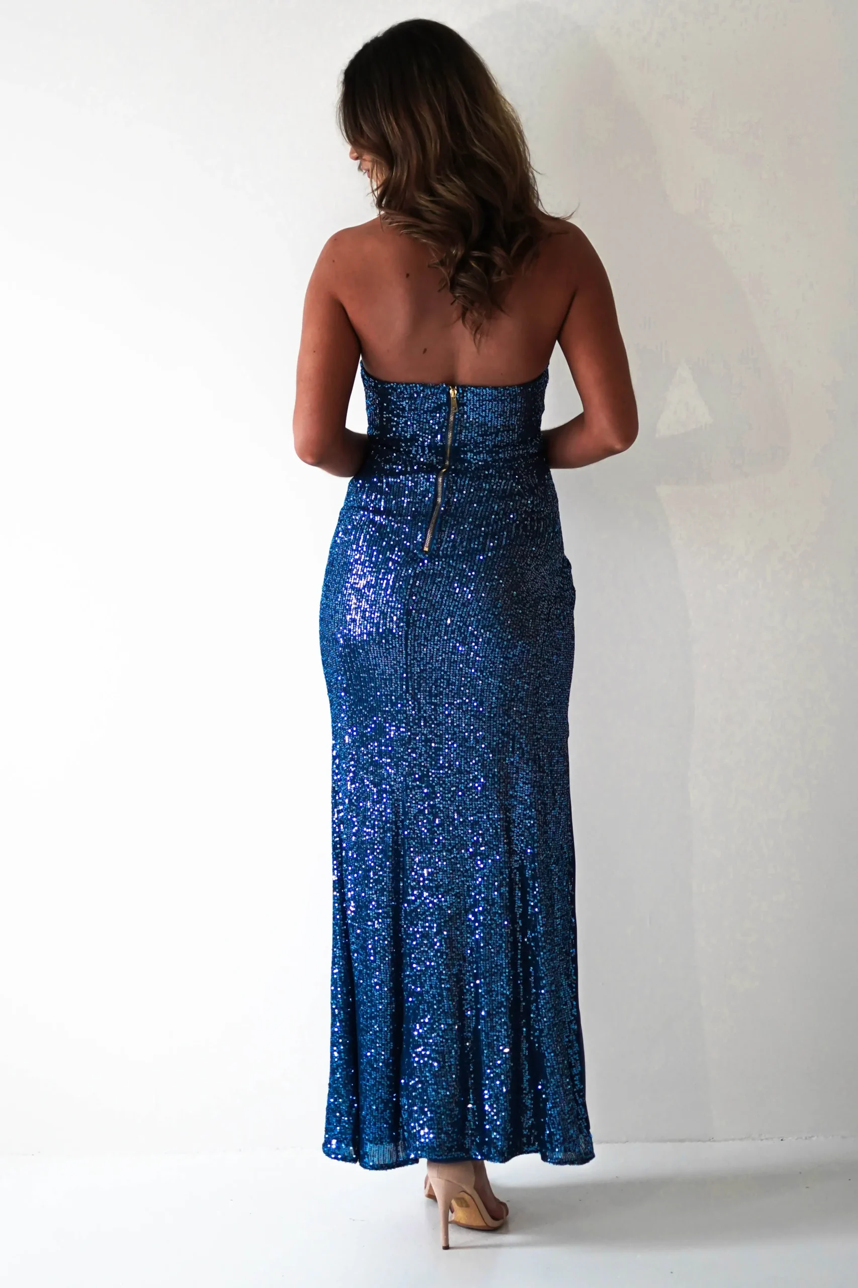 New Clarin Sequin Maxi Dress | Lapis Blue Lange Kleider|Maxikleider