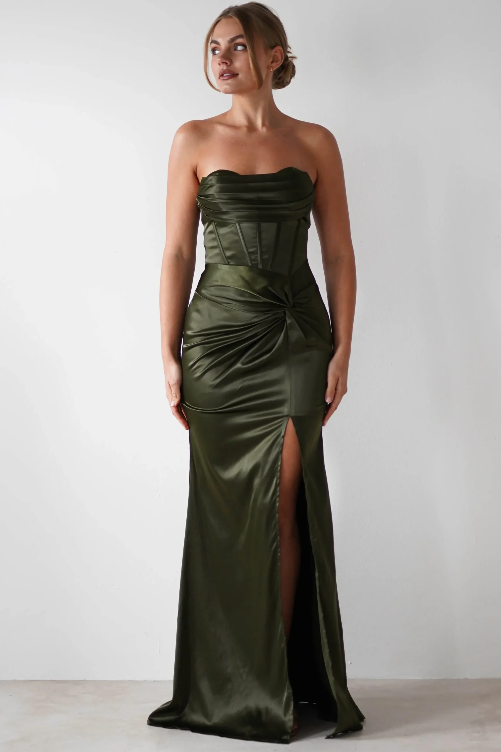Outlet Clydee Soft Corset Maxi Gown | Olive Lange Kleider|Maxikleider