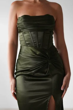 Outlet Clydee Soft Corset Maxi Gown | Olive Lange Kleider|Maxikleider