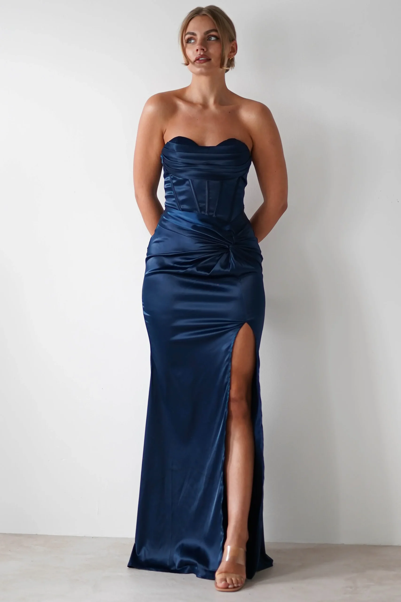 Best Clydee Soft Corset Maxi Gown | Navy Lange Kleider|Maxikleider
