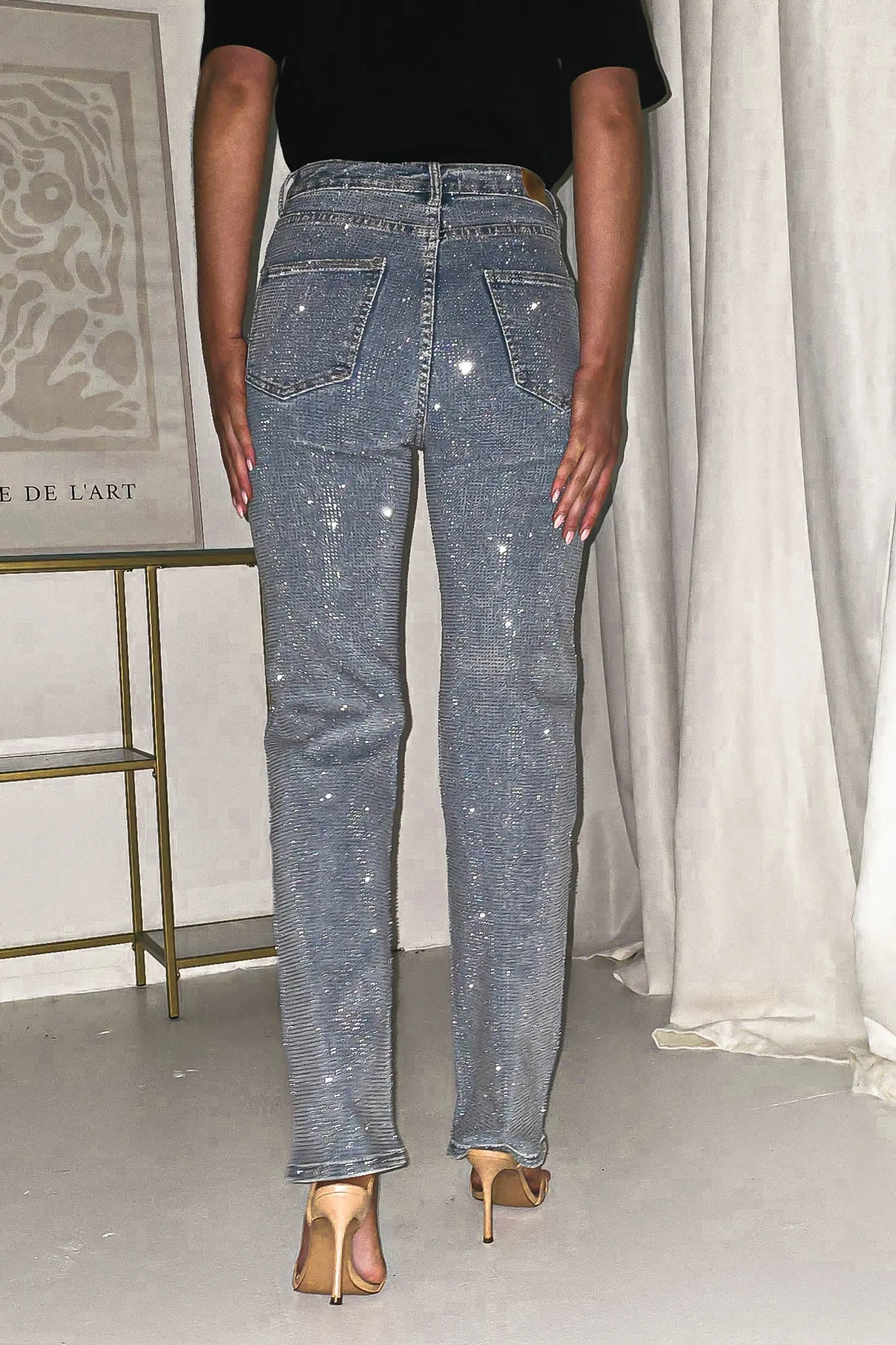 Clearance Coleen Sparkle Diamante Jeans | Light Blue Unterteile Und Röcke|Sommerkleider