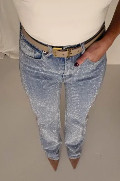 Clearance Coleen Sparkle Diamante Jeans | Light Blue Unterteile Und Röcke|Sommerkleider