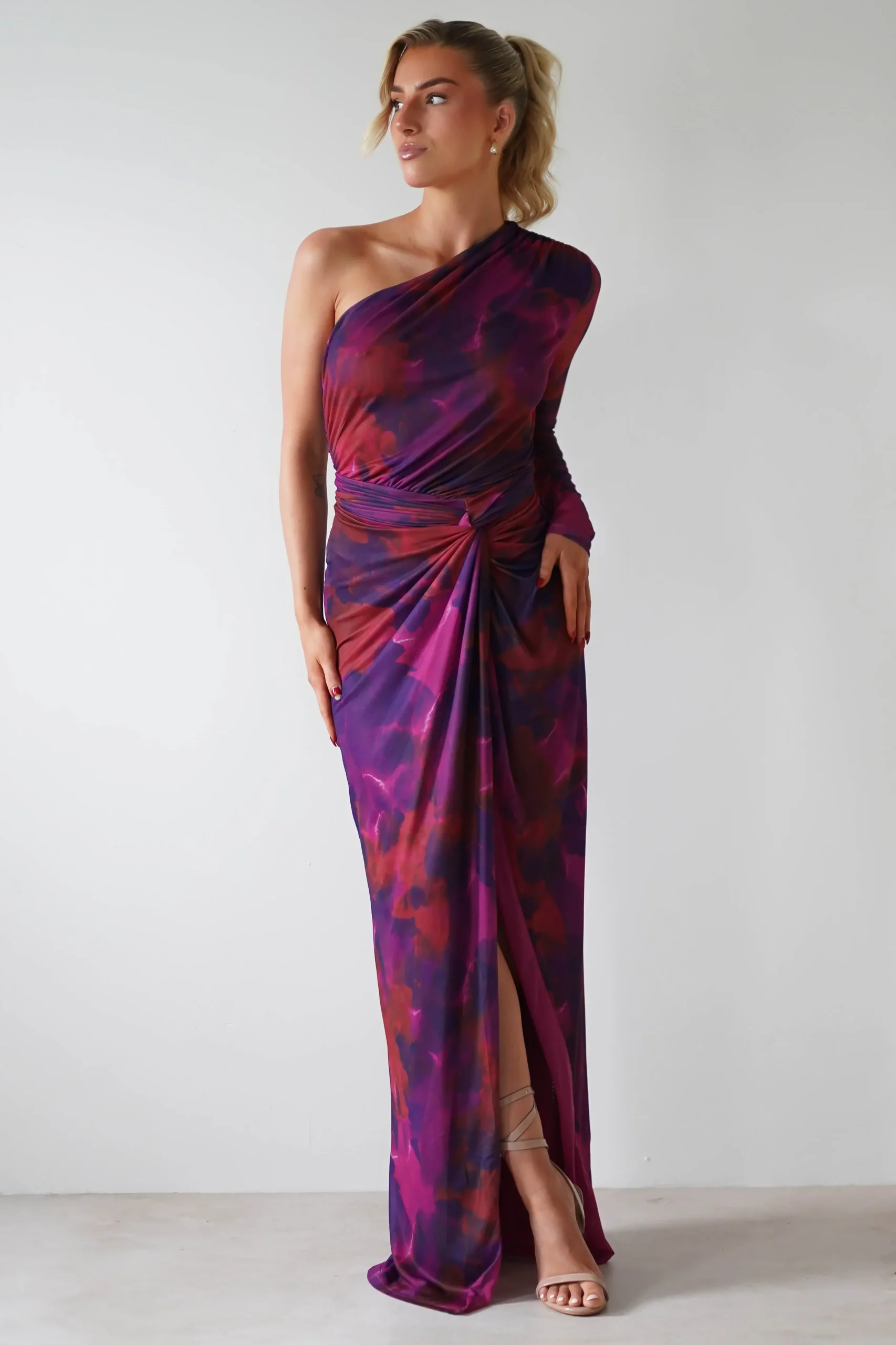 Discount Criselda Bodycon Gathered Maxi Dress | Mixed Print Lange Kleider|Maxikleider